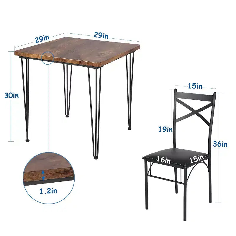 Ensemble de salle à manger VECELO, ensemble table et chaises 3/5 pièces avec 2/4 chaises rembourrées pour petit espace, appartement