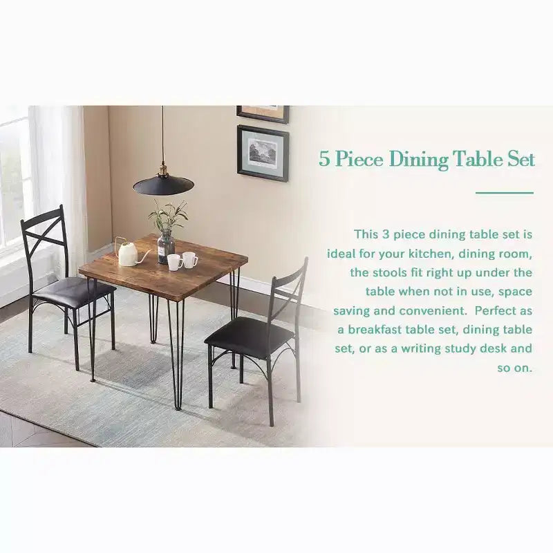 Ensemble de salle à manger VECELO, ensemble table et chaises 3/5 pièces avec 2/4 chaises rembourrées pour petit espace, appartement