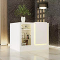 Famapy White Corner Reception Desk Display Counter Table with Tempered Glass