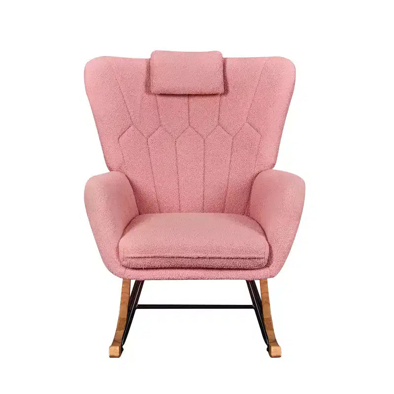 VECELO Fauteuil à bascule moderne en similicuir/tissu peluche, avec appuie-tête épais et siège rembourré Blanc/Marron/Rose