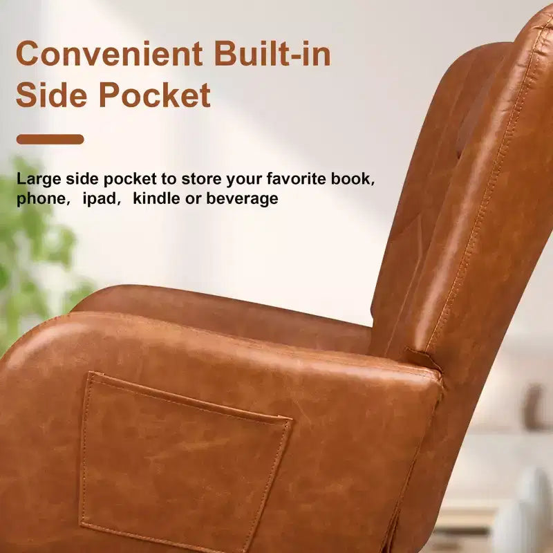 VECELO Fauteuil à bascule moderne en similicuir/tissu peluche, avec appuie-tête épais et siège rembourré Blanc/Marron/Rose