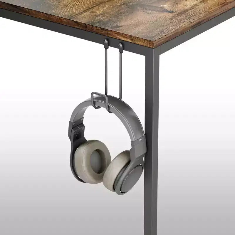 Bureau d'ordinateur réversible Bestier 47 pouces avec étagères de rangement pour bureau à domicile, Marron rustique