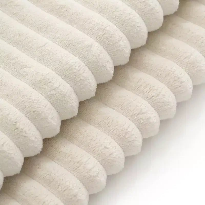 Canapé d'angle en velours côtelé de 290 cm avec haut-parleurs Bluetooth, chargeur USB, porte-gobelets et pouf - ModernLuxe