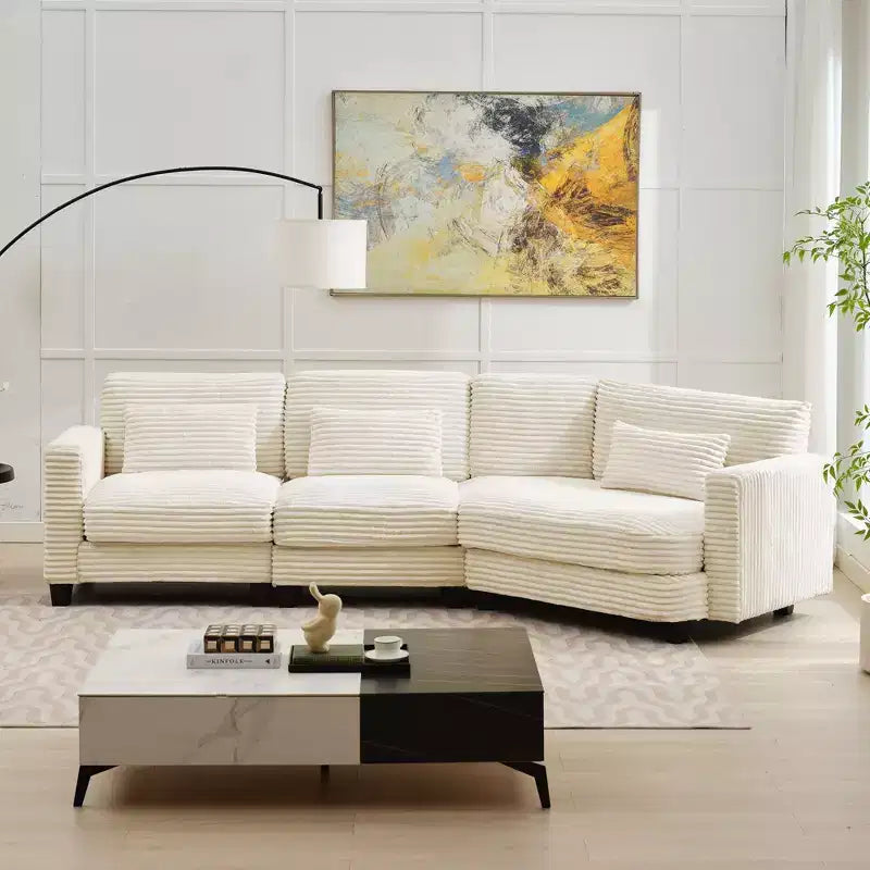 HYLEORY Sectional Sofa , Indoor Furniture Convertible Modular Corduroy Sectional Sofa for Living Room
