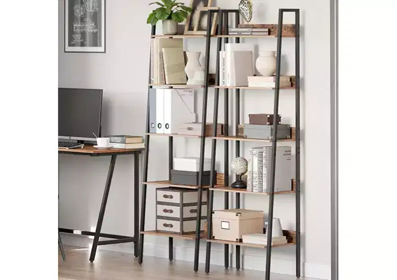 Étagère bibliothèque étroite à 5 niveaux, étagère industrielle pour salon de jardin