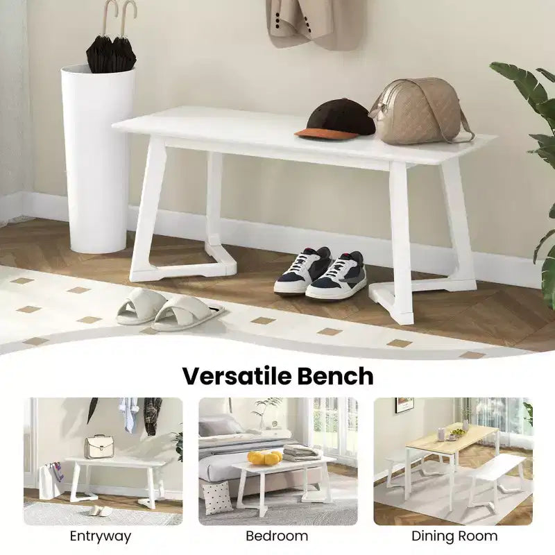 Costway Banc d'entrée moderne 42 po, 1/2 pièces, avec pieds en bois d'hévéa, assise lisse, montage facile