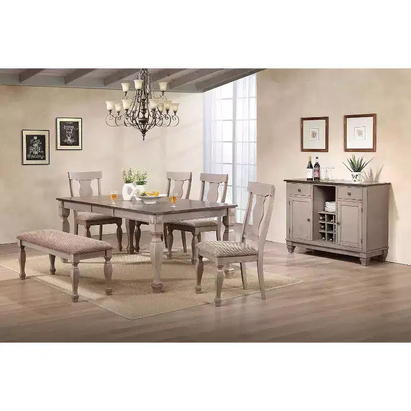 Chaises de salle à manger Kings Brand Almon, en bois bicolore marron, rembourrées, lot de 2
