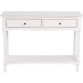 LuxenHome White Wood Console Table with 2 Drawers and Shelf, Entryway Storage Furniture