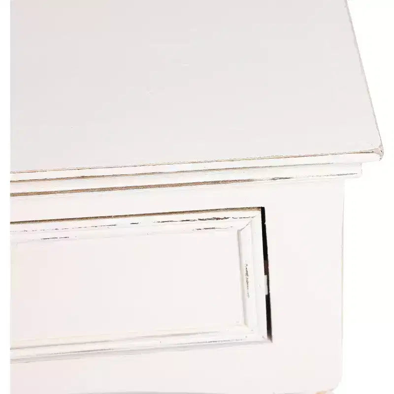 Console de table LuxenHome en bois blanc avec 2 tiroirs et étagère, meuble de rangement pour entrée