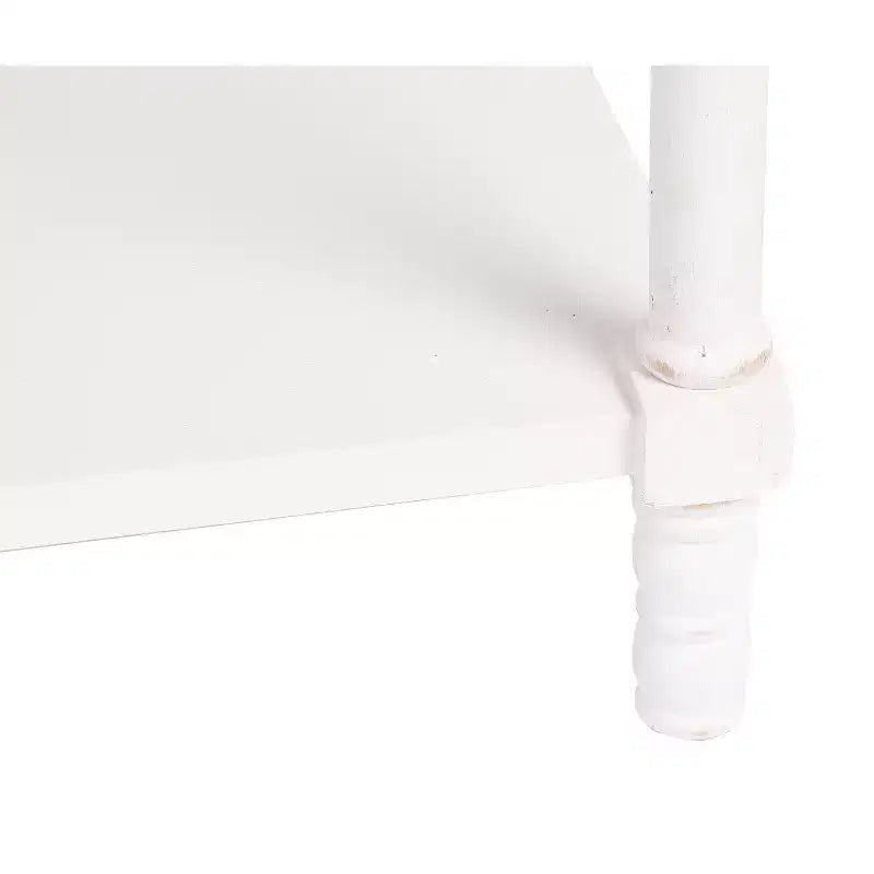 Console de table LuxenHome en bois blanc avec 2 tiroirs et étagère, meuble de rangement pour entrée