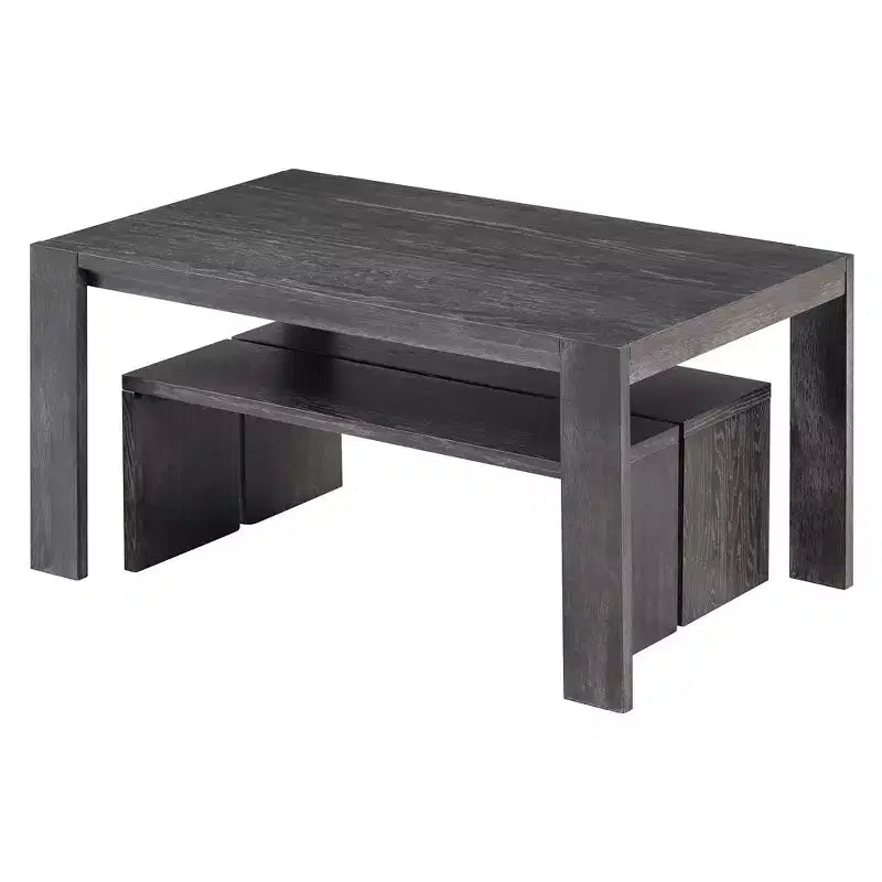 Ensemble de salle à manger 3 pièces style ferme, table de salle à manger et 2 bancs pour salle à manger, cuisine et salon - ModernLuxe
