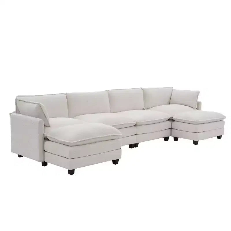 Canapé d'angle en U HYLEORY, ensemble de canapés d'angle modulaires convertibles en velours avec 2 poufs pour salon