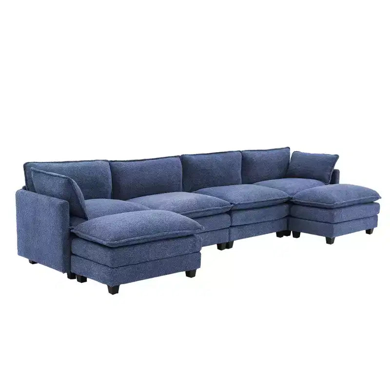 Canapé d'angle en U HYLEORY, ensemble de canapés d'angle modulaires convertibles en velours avec 2 poufs pour salon
