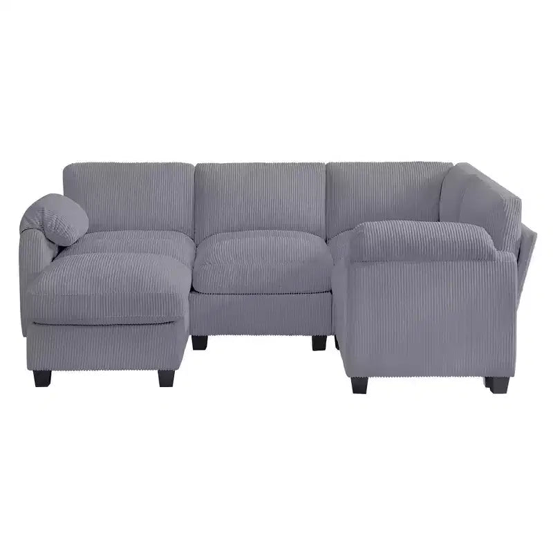 HYLEORY Canapé d'angle modulable avec ottoman mobile, canapé rembourré confortable en forme de U avec coussin d'assise à deux couches pour salon, velours côtelé