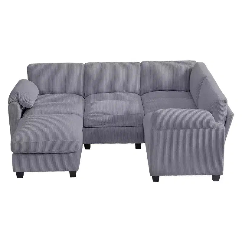 HYLEORY Canapé d'angle modulable avec ottoman mobile, canapé rembourré confortable en forme de U avec coussin d'assise à deux couches pour salon, velours côtelé