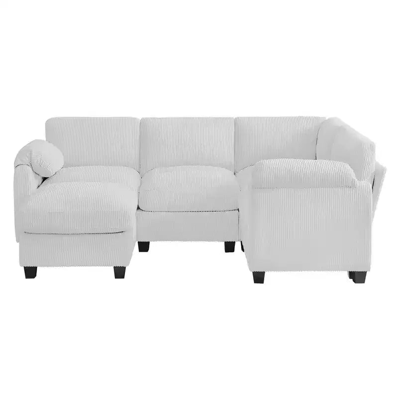 HYLEORY Canapé d'angle modulable avec ottoman mobile, canapé rembourré confortable en forme de U avec coussin d'assise à deux couches pour salon, velours côtelé