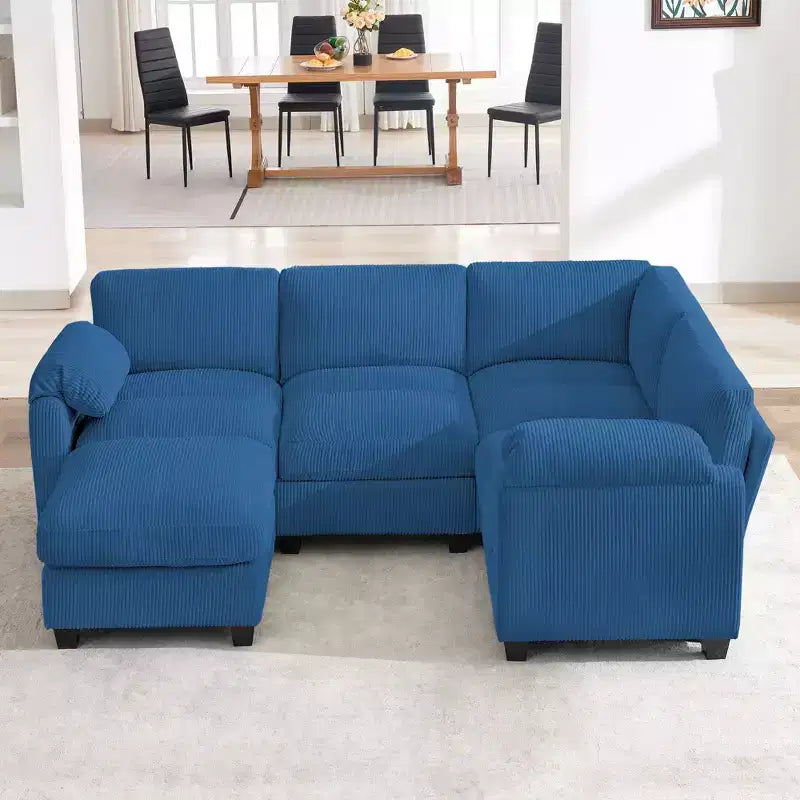 HYLEORY Canapé d'angle modulable avec ottoman mobile, canapé rembourré confortable en forme de U avec coussin d'assise à deux couches pour salon, velours côtelé