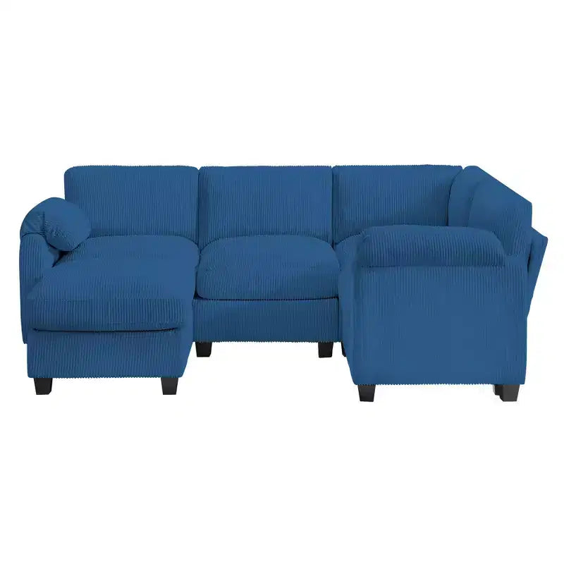 HYLEORY Canapé d'angle modulable avec ottoman mobile, canapé rembourré confortable en forme de U avec coussin d'assise à deux couches pour salon, velours côtelé