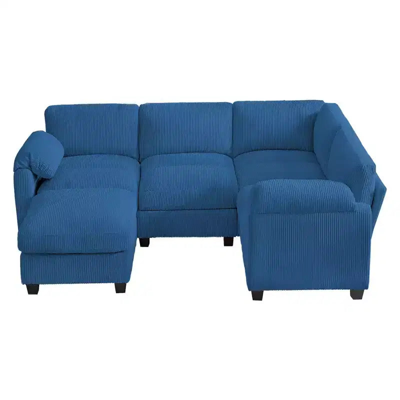 HYLEORY Canapé d'angle modulable avec ottoman mobile, canapé rembourré confortable en forme de U avec coussin d'assise à deux couches pour salon, velours côtelé