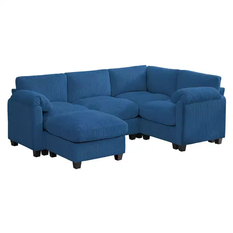 HYLEORY Canapé d'angle modulable avec ottoman mobile, canapé rembourré confortable en forme de U avec coussin d'assise à deux couches pour salon, velours côtelé
