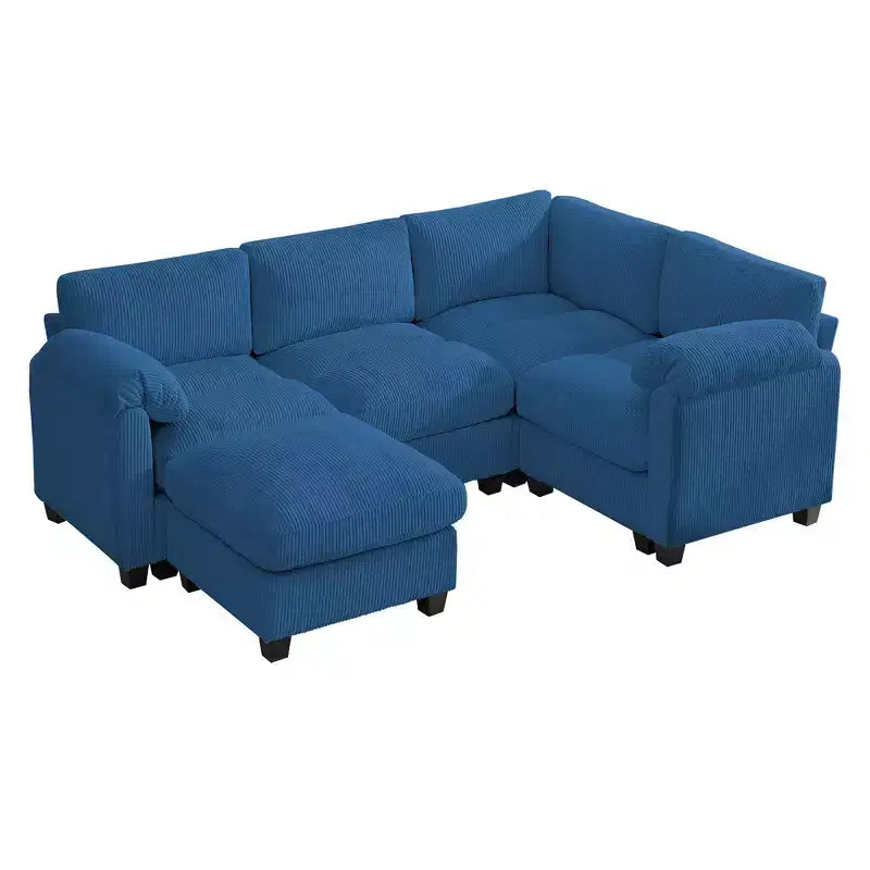 HYLEORY Canapé d'angle modulable avec ottoman mobile, canapé rembourré confortable en forme de U avec coussin d'assise à deux couches pour salon, velours côtelé