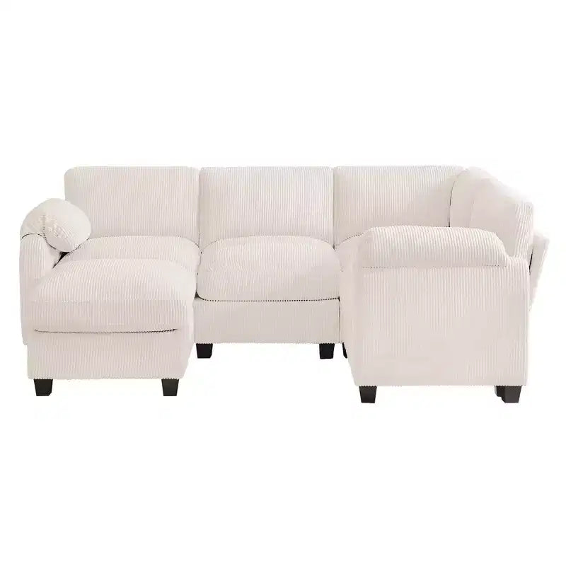 HYLEORY Canapé d'angle modulable avec ottoman mobile, canapé rembourré confortable en forme de U avec coussin d'assise à deux couches pour salon, velours côtelé