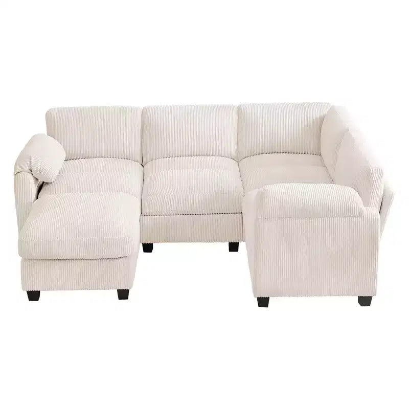 HYLEORY Canapé d'angle modulable avec ottoman mobile, canapé rembourré confortable en forme de U avec coussin d'assise à deux couches pour salon, velours côtelé