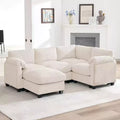 HYLEORY Modular Sectional Sofa with Movable Ottoman, U-Shape Upholstered Comfy Couch with Two-Layer Seat Cushion for Living Room,Corduroy