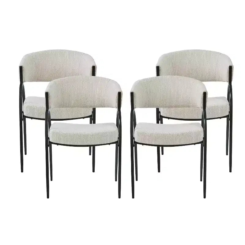 Christopher Knight Home Silas, chaises de salle à manger capitonnées avec accoudoirs et pieds en métal (Lot de 4)