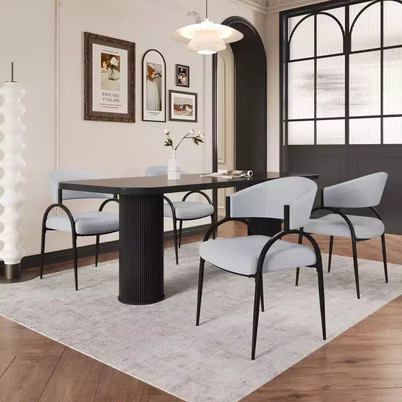 Christopher Knight Home Silas, chaises de salle à manger capitonnées avec accoudoirs et pieds en métal (Lot de 4)