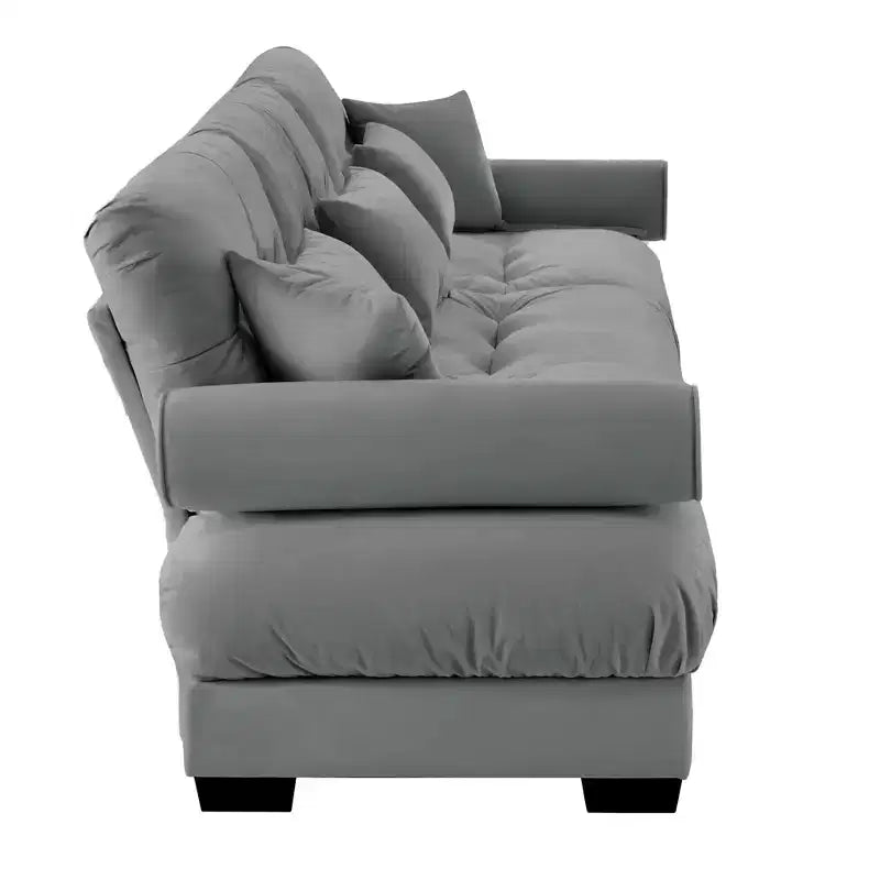 Christopher Knight Home Crane 130 Canapé moderne 3 places en velours avec accoudoirs rembourrés