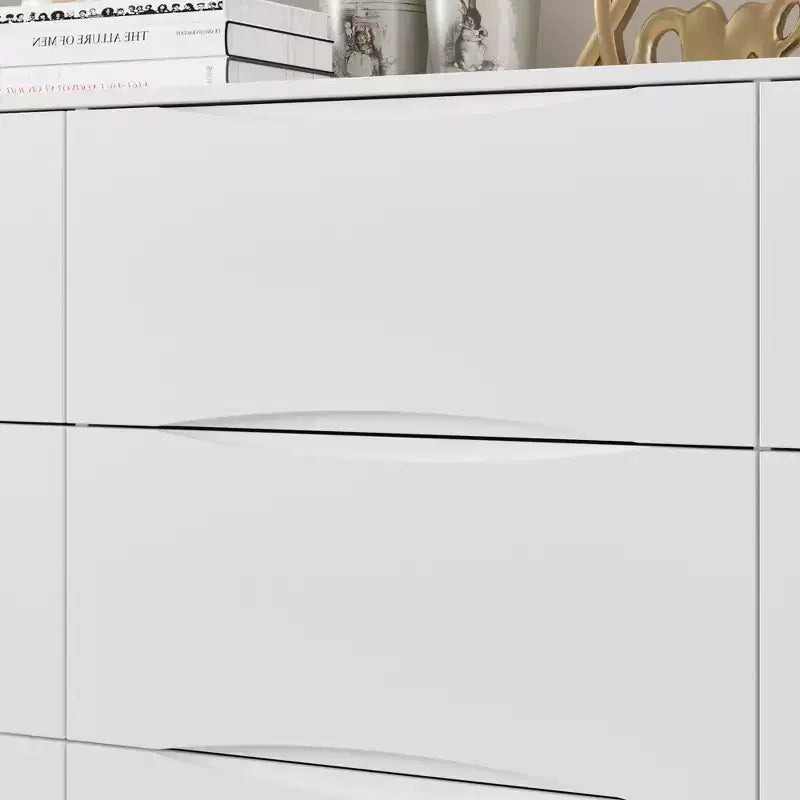 Commode horizontale Famapy pour chambre à coucher, moderne, minimaliste, poignées invisibles, blanc