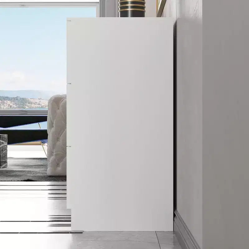 Commode horizontale Famapy pour chambre à coucher, moderne, minimaliste, poignées invisibles, blanc