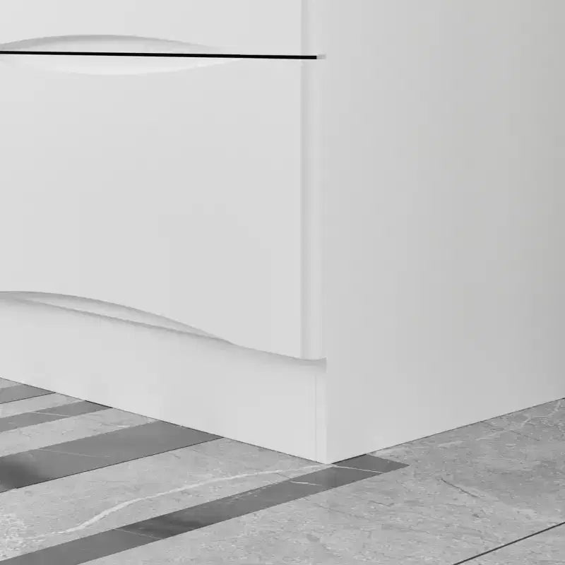 Commode horizontale Famapy pour chambre à coucher, moderne, minimaliste, poignées invisibles, blanc