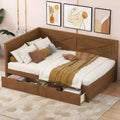 Twin Size Daybed with Trundle/2 Drawers and Rustic Guardrail, Grey/Brown-ModernLuxe
