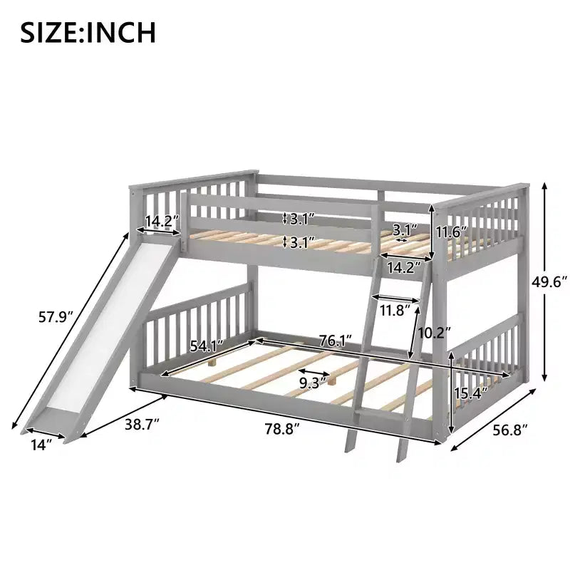 Lit superposé double Whisen Wood avec toboggan convertible et échelle