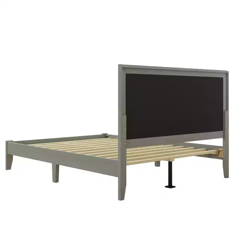 Lit plateforme très grand/grand/double avec tête de lit capitonnée et cadre en bois massif, gris-Christopher Knight Home