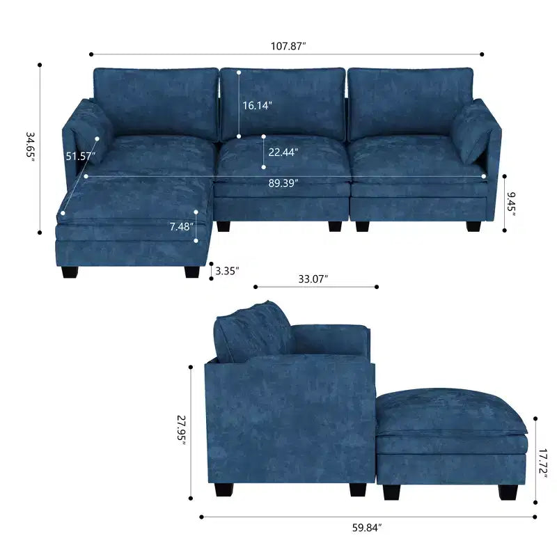 Canapé trois places en forme de L Christopher Knight Home 107,8 avec pouf