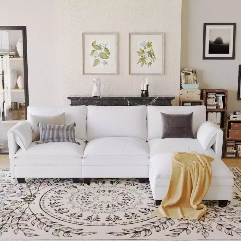 Canapé trois places en forme de L Christopher Knight Home 107,8 avec pouf