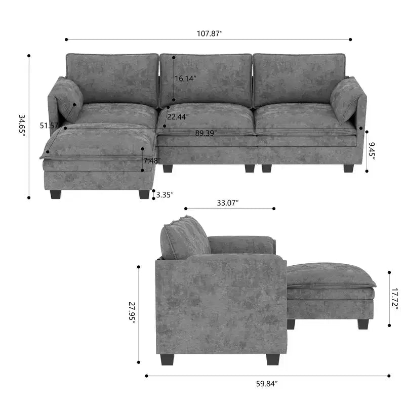 Canapé trois places en forme de L Christopher Knight Home 107,8 avec pouf