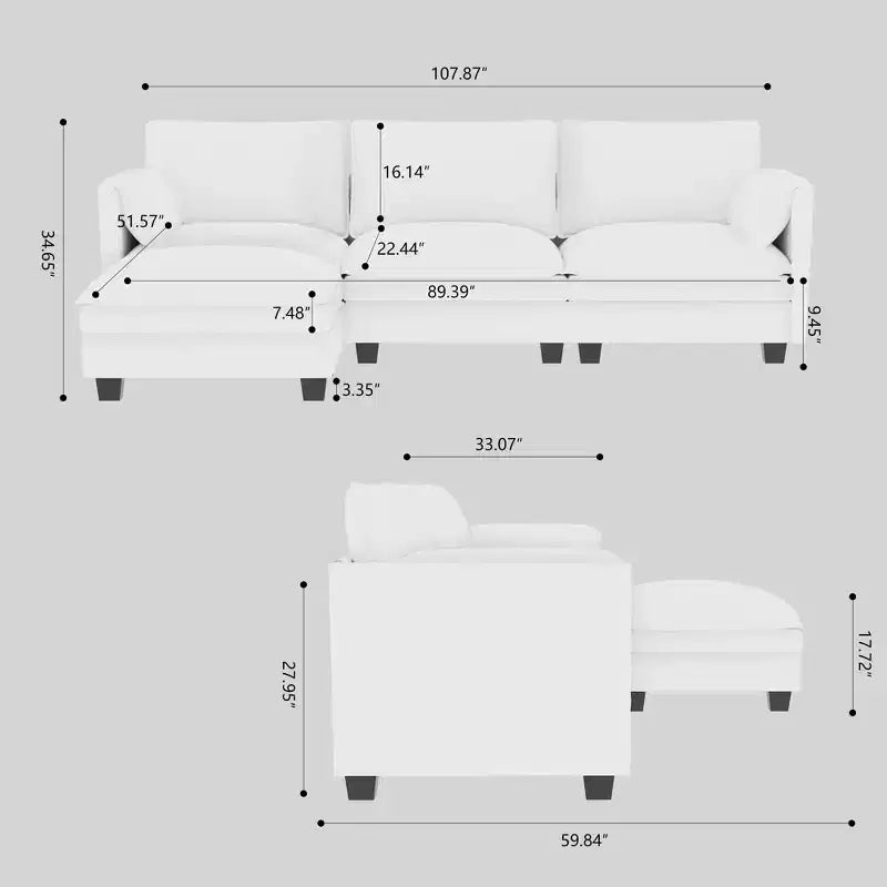 Canapé trois places en forme de L Christopher Knight Home 107,8 avec pouf