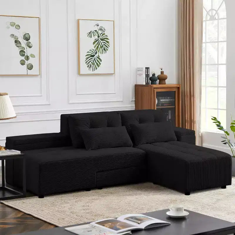 GDFStudio Andy 111 Canapé sectionnel modulaire rembourré avec 4 coussins et rangement