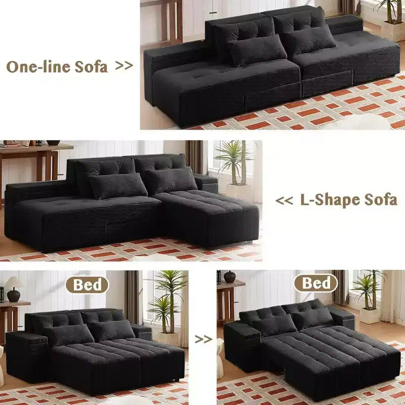 GDFStudio Andy 111 Canapé sectionnel modulaire rembourré avec 4 coussins et rangement