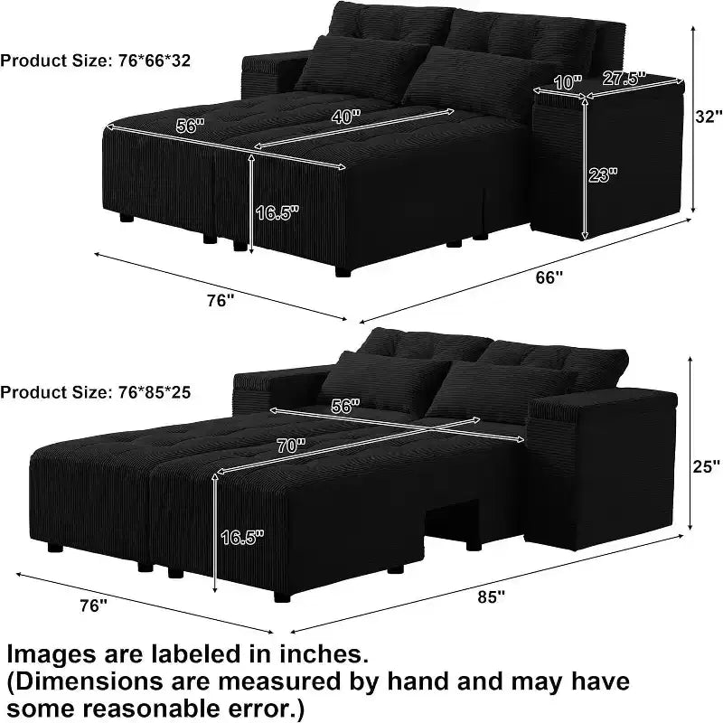 GDFStudio Andy 111 Canapé sectionnel modulaire rembourré avec 4 coussins et rangement