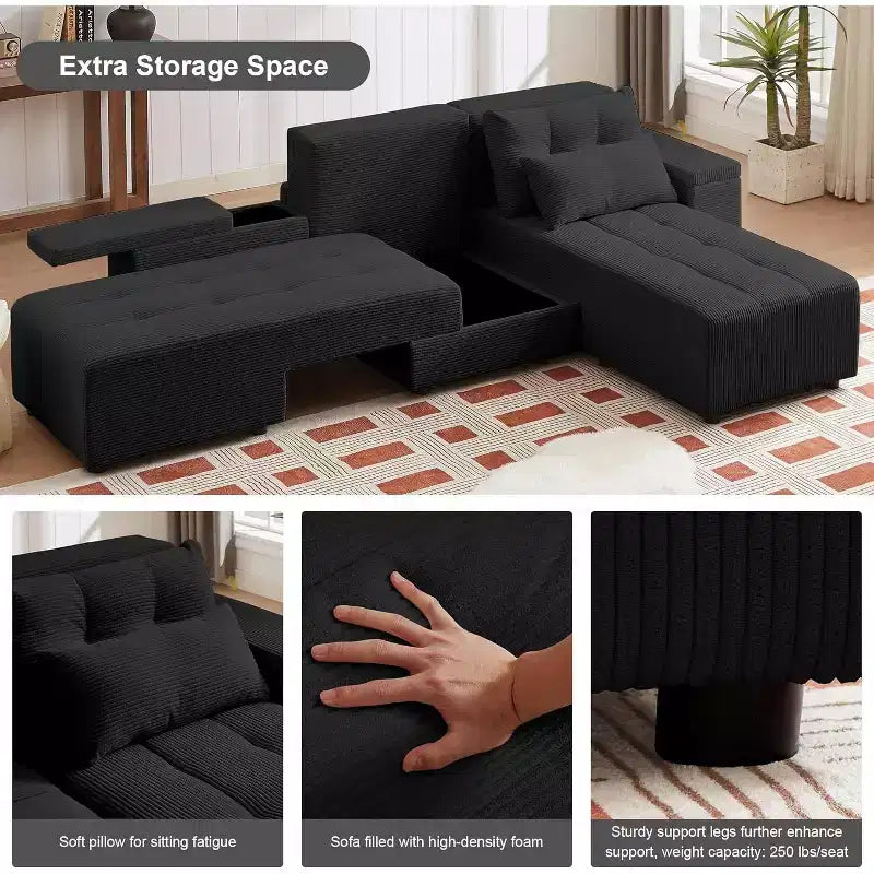 GDFStudio Andy 111 Canapé sectionnel modulaire rembourré avec 4 coussins et rangement