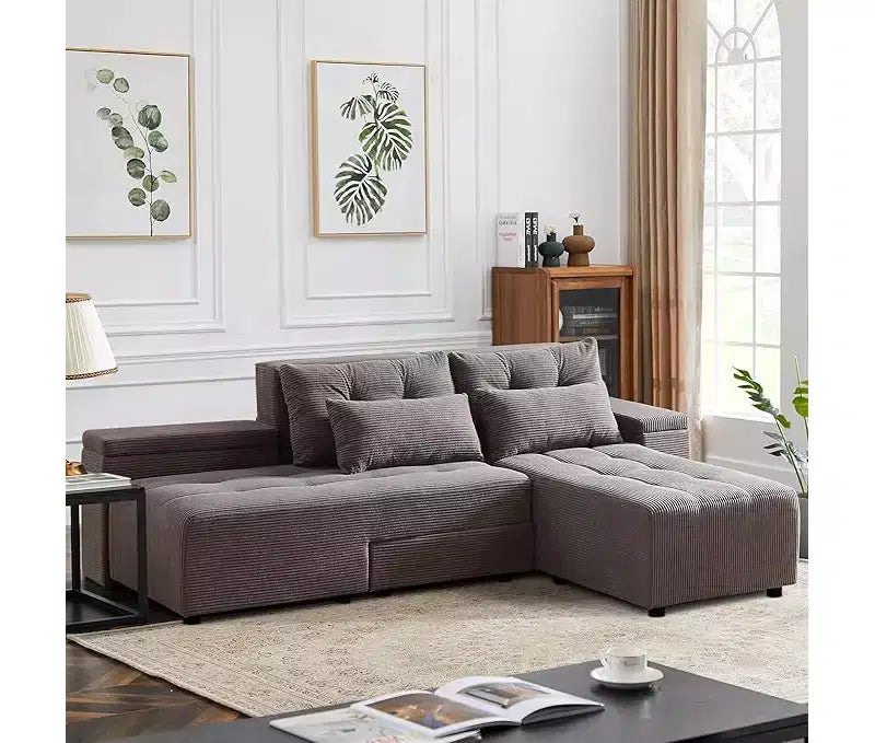 GDFStudio Andy 111 Canapé sectionnel modulaire rembourré avec 4 coussins et rangement