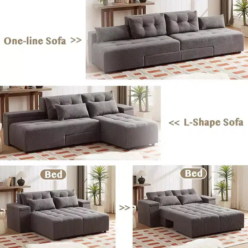 GDFStudio Andy 111 Canapé sectionnel modulaire rembourré avec 4 coussins et rangement