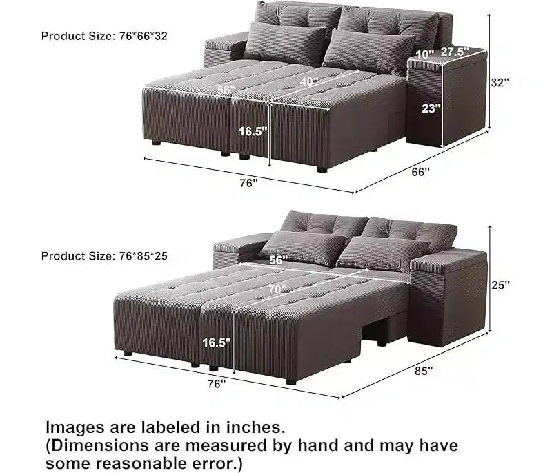 GDFStudio Andy 111 Canapé sectionnel modulaire rembourré avec 4 coussins et rangement