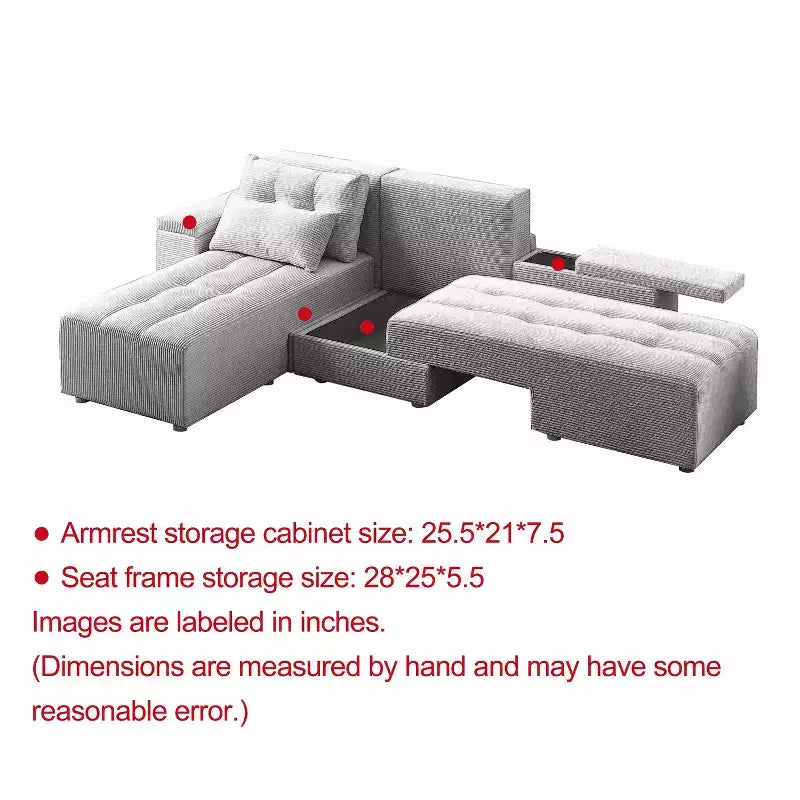 GDFStudio Andy 111 Canapé sectionnel modulaire rembourré avec 4 coussins et rangement