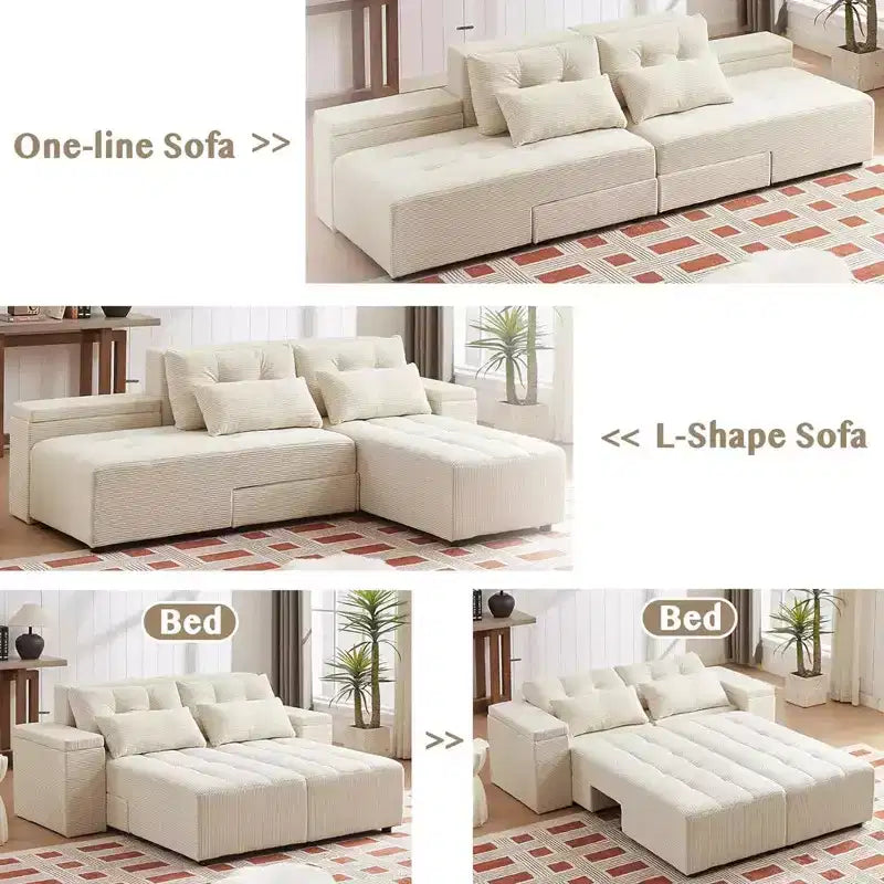 GDFStudio Andy 111 Canapé sectionnel modulaire rembourré avec 4 coussins et rangement
